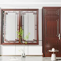 Solid Wood Hinged Door With Carved Lattice Design For Modern Home Interior