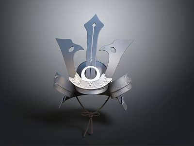 Ancient Samurai Weapon Helmet With Metallic Spiked Top And Intricate Design 3d model