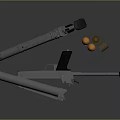 Tactical Submachine Guns With Metallic Finish And Ammunition Bullets 3d model