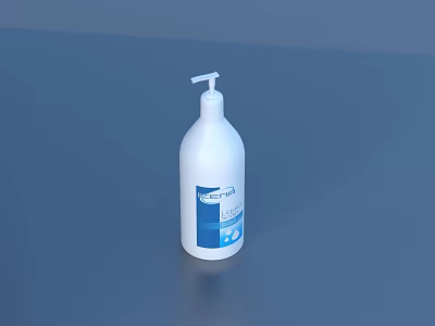 Daily Living Hand Sanitizer In White Bottle With Pump Dispenser And Blue Label 3d model