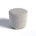 Elegant Round Velvet Ottoman With Quilted Diamond Pattern And Gold Base 3d model