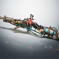 Steampunk Mechanical Gun With Colorful Components Gears And Metal Pipes Design