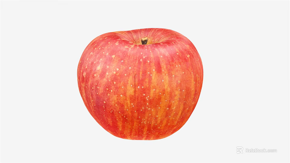 Red And Yellow Striped Fresh Apple With White Specks On Surface 3d model 