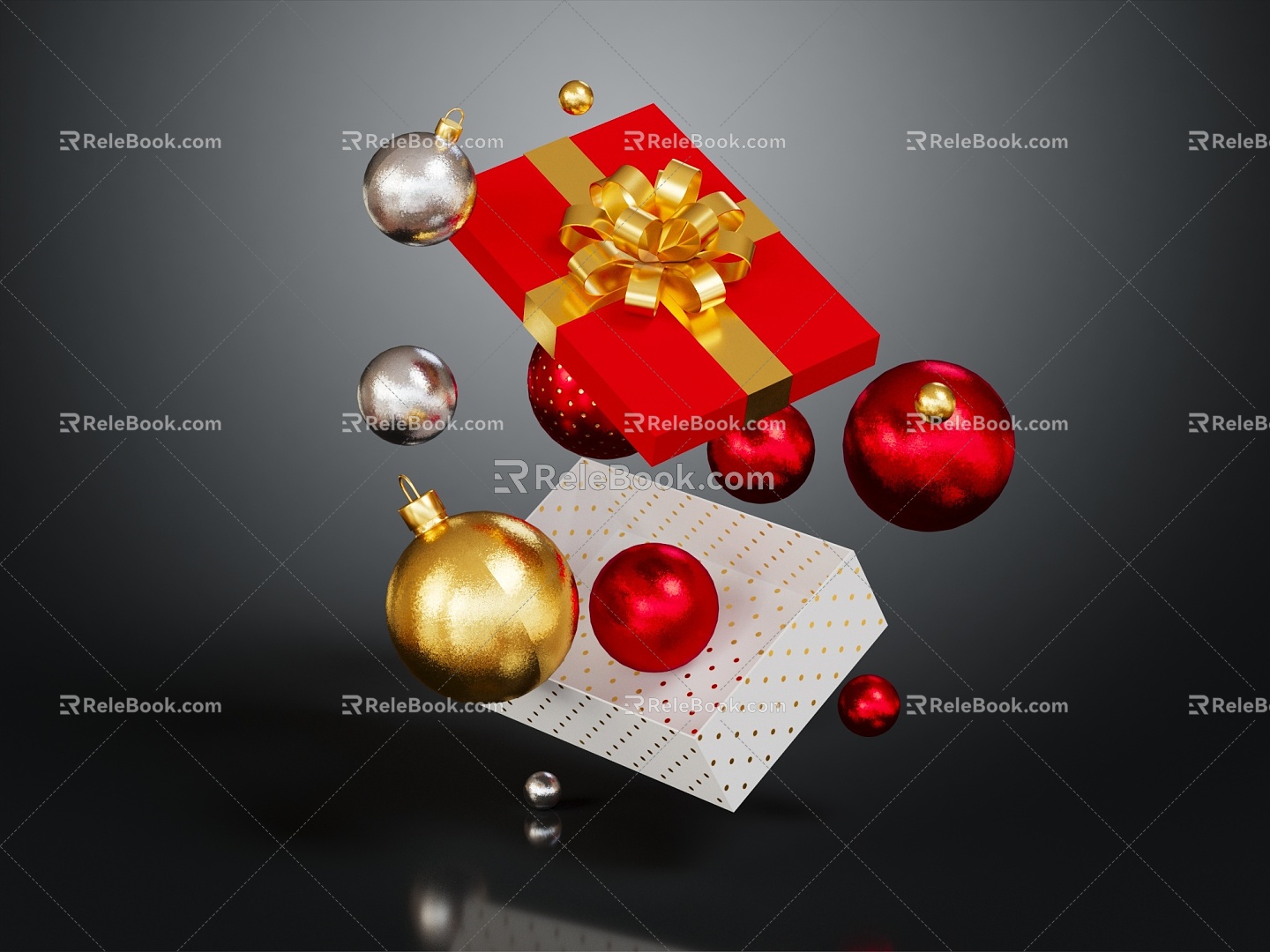 Modern Gift Box Christmas Ball Packaging Box 3d model