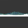 3D Square Terrain Model With Green Blue Textured Surface And White Base
