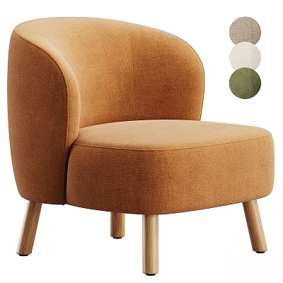 Modern Brown Upholstered Accent Chair with Wooden Legs and Color Options 3d model