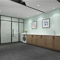 Modern Open Pantry With Glass Doors Wooden Cabinets White Countertop Decorative Paintings And Recessed Lights
