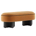 Modern Orange And Gray Upholstered Sofa Stools With Black Wooden Legs