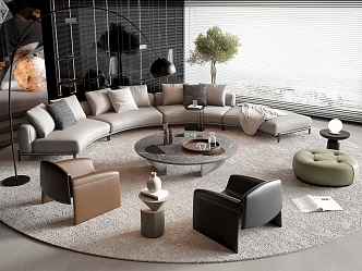 Modern sofa coffee table combination 3d model