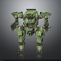 Sci Fi Green Armored Mech Robot With Mechanical Limbs And Weapon Attachments 3d model