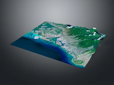 Detailed 3D Terrain Model Featuring Mountainous Regions Coastal Areas And Urban Layouts 3d model