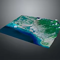 Detailed 3D Terrain Model Featuring Mountainous Regions Coastal Areas And Urban Layouts