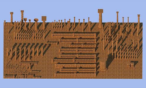 European Roman Column Railing 3d model