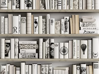 Stylish Bookshelf Collection With Various Books Magazines And Cover Designs 3d model
