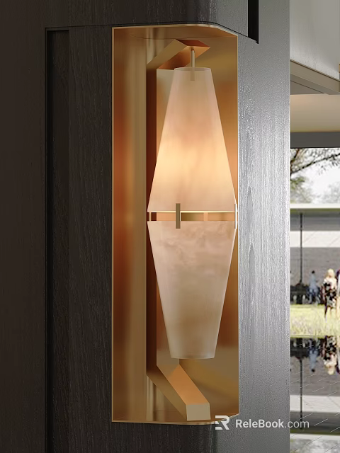 Modern Tapered Wall Sconce With Frosted Glass Shade Brushed Brass Accents And Warm Light 3d model 