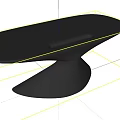 Modern Black Side Table Design With Oval Top And Unique Triangular Base 3d model