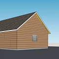 Simple Wooden House Exterior With Dark Roof Two Windows And Blue Sky Background