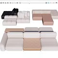 Modular Sofa Set With Black White Beige Fabric Modules And Wooden Table 3d model
