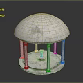 Classic White Stone Dome Gazebo Structure With Circular Base And Columns 3d model