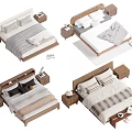 Modern Double Bed Designs With Nightstands Pillows And Cozy Bedding 3d model