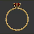 Statement Polished Gold Ring With Red Gemstone And Elegant Design