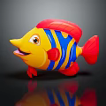Colorful Stuffed Fish Doll With Yellow Blue Red Stripes And Smiling Face