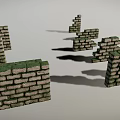 Moss Covered Stone Wall Blocks With Textured Surfaces And Stacked Segments 3d model
