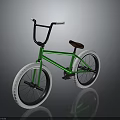 Green BMX Bicycle With High Handlebars Brown Seat And White Wheels