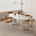 Cream wind dining table and chair combination 3d model