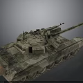 Military Armored Tank Vehicle with Camouflage Paint Long Cannon Tracks and Turret