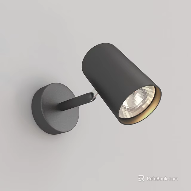 Sleek Modern Wall Mounted Spotlight With Black Metal Body Transparent Shade And Adjustable Head 3d model 