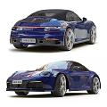 Blue And White Porsche Sports Cars With Stylish Exterior And Alloy Wheels