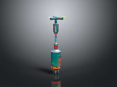 Colorful Futuristic Sci Fi Device With Neon Elongated Structure And Reflective Base 3d model