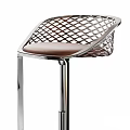 Two Modern Bar Stools With Mesh Seat And Chrome Metal Frame For Bar Counter