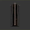 Symmetrical Spiked Decorative Structure With Evenly Spaced Spikes Central Metal Strip And Dark Reflective Surface