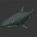 Dark Blue Shark With Pink Stripes 3D Model On Gray Background