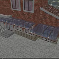 Clear Glass Awning for Two Window Red Brick Building Outdoor Entrance Area