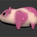 Cute Game Movie Character Pink White Gradient Guinea Pig With White Spots And Black Eyes