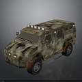 Military Vehicle With Camouflage Paint Armored Design Roof Lights And Off Road Tires