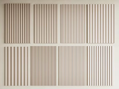 Modern Wall Paneling With Various Vertical Stripes And Wood Textures Design 3d model