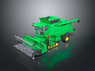 Green Agricultural Combine Harvester With Front Header Cab And Large Wheels For Efficient Harvesting 3d model