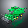 Green Agricultural Combine Harvester With Front Header Cab And Large Wheels For Efficient Harvesting