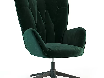 Green Velvet Office Chair With High Back Wide Armrests Swivel Five Star Metal Base 3d model