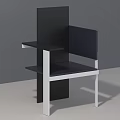 Modern Leisure Chair Design With Geometric Structure And Black White Minimalist Frame