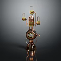 Steampunk Style Copper Metal Table Lamp With Glass Bulbs And Gear Design