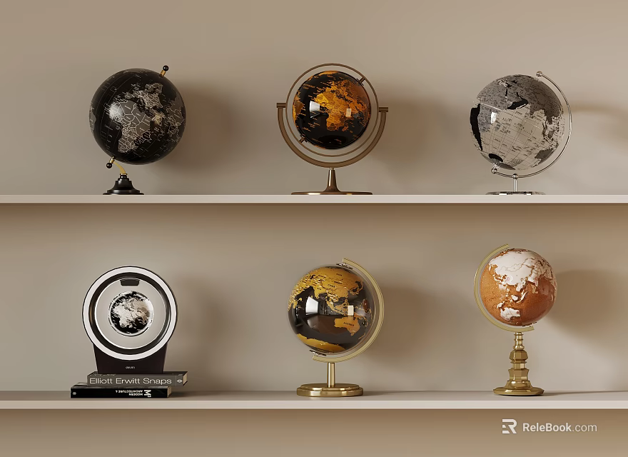 Stylish Table Lamps With Various Colors And Bases Displayed On Shelves 3d model 