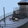 Modern Military Warship With Dark Hull Navigation Tower Antennas And Metal Deck