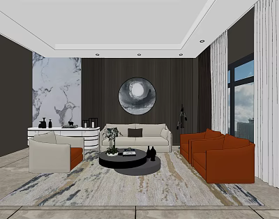 Modern Sofa Coffee Table Combination Sofa 3d model