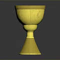Exquisite Golden Carved Goblet Featuring Intricate Sculpted Patterns And Ornate Base