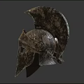 Ancient Greek Metallic Helmets With Historical Designs And Distinct Ornate Details